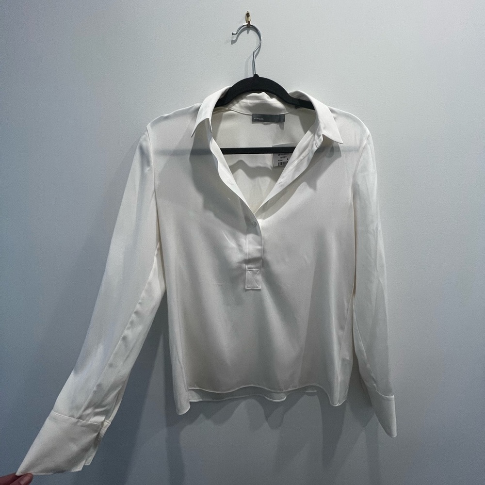 VINCE silk button up pull over collar shirt - Brand New With Tags - Picture 2 of 3
